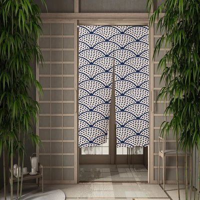 Noren curtain with large Seigaiha pattern