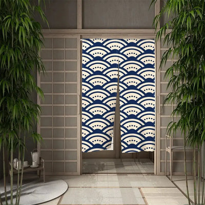 Noren curtain with large seigaiha motif