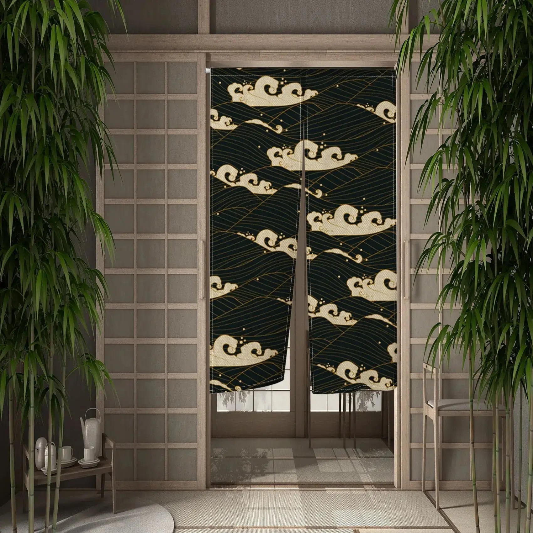 Vintage and traditional Japanese curtain