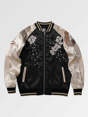 Get ready with our japanese denim jacket embroidered with a traditional print