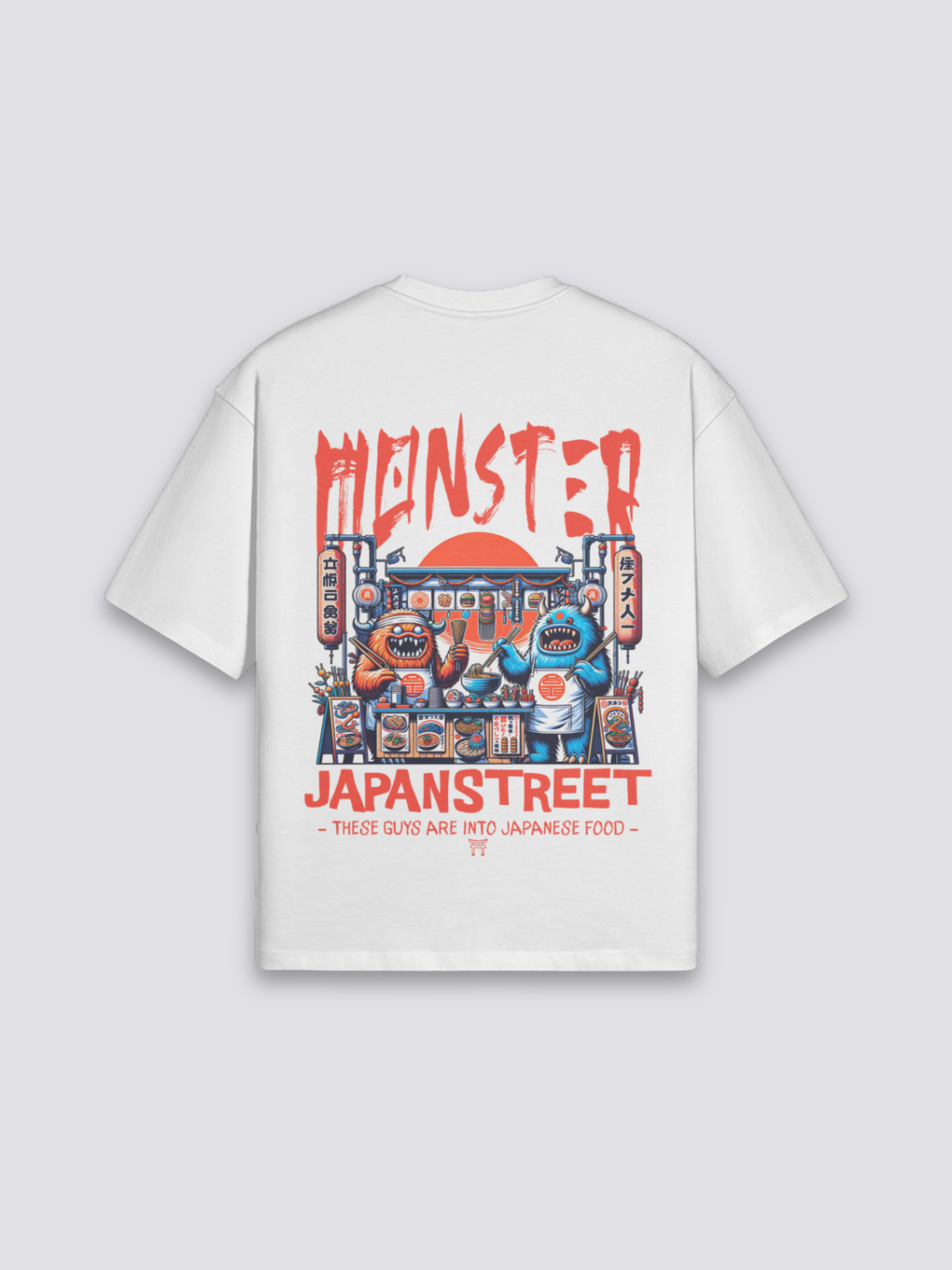 Japanese Food Truck T-Shirt - たべもの — Monster street-food back print