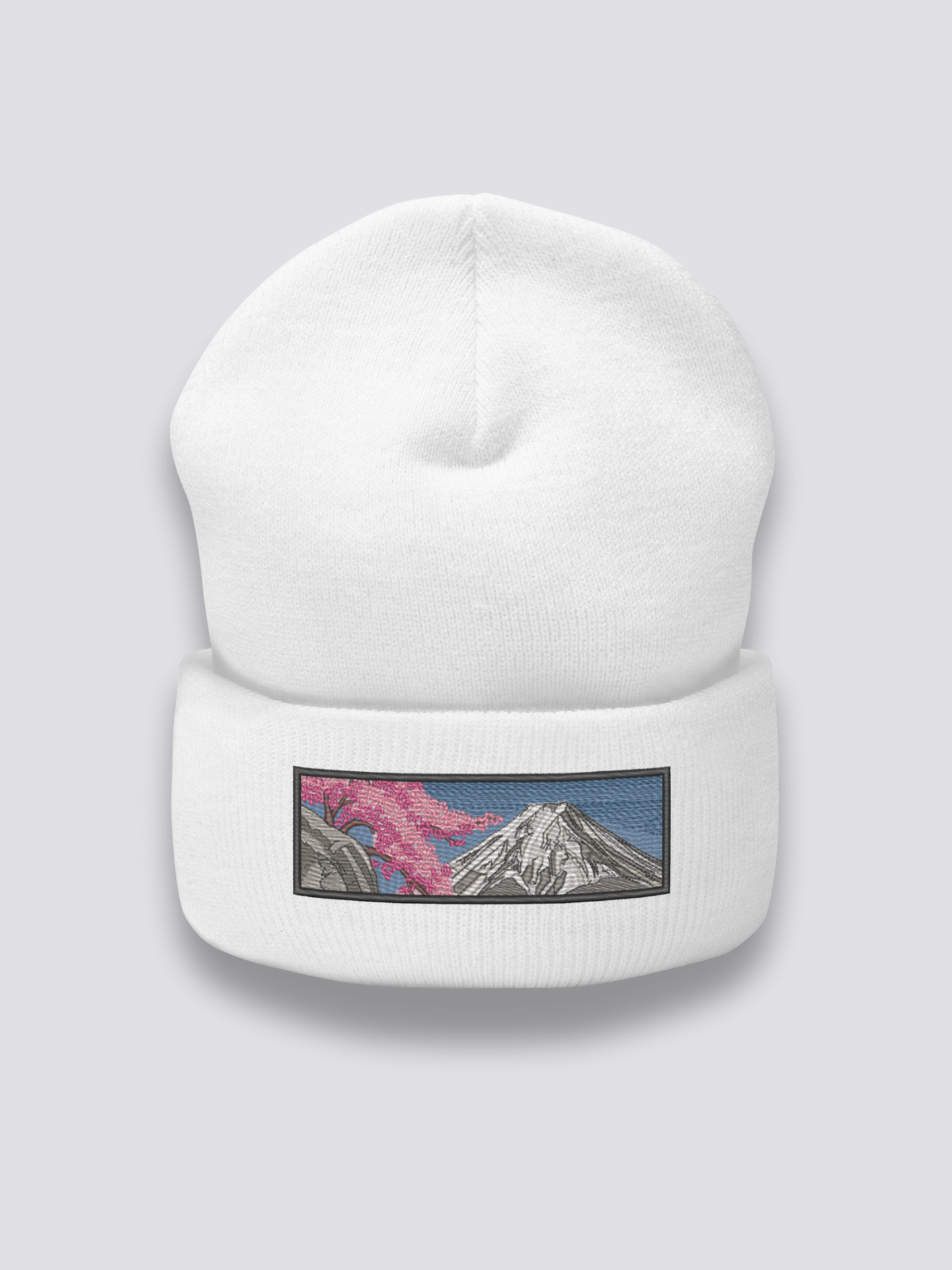 Detail view of beanie - Japanese Landscape Beanie