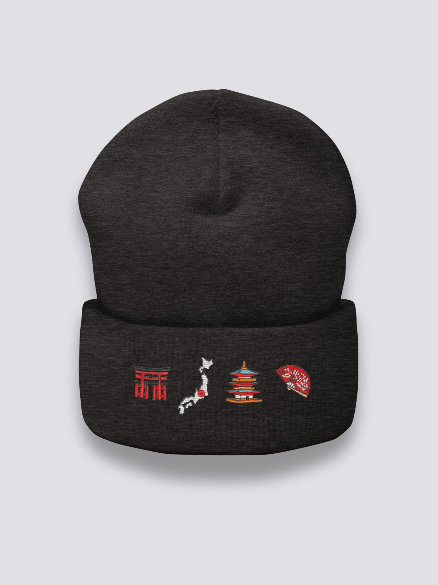 Detail view of beanie - Japanese Symbols Beanie
