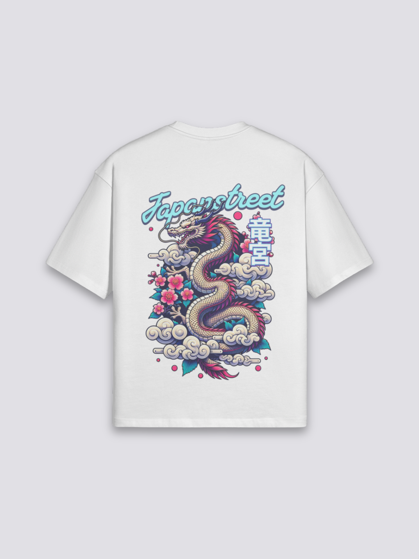 Japanese T-Shirt Brand - りゅうじん — blue sea-dragon and clouds back print