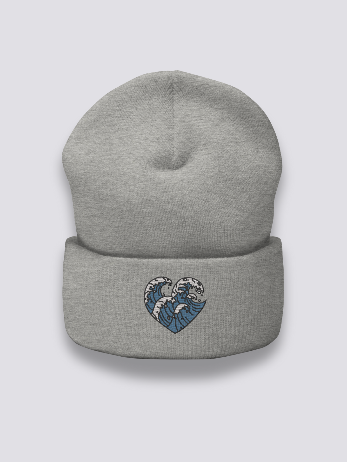 Detail view of beanie with wave print - Japanese Waves Beanie