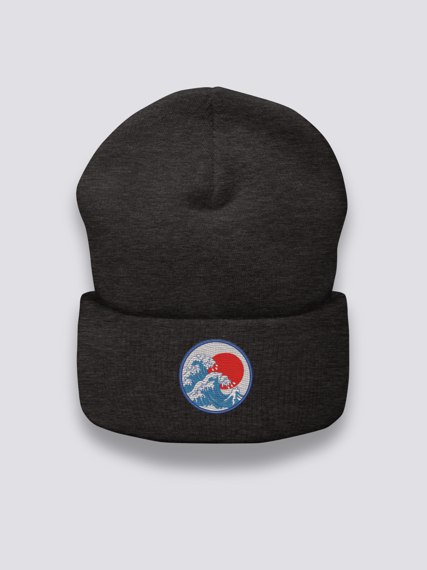 Japanese-style beanie with wave print