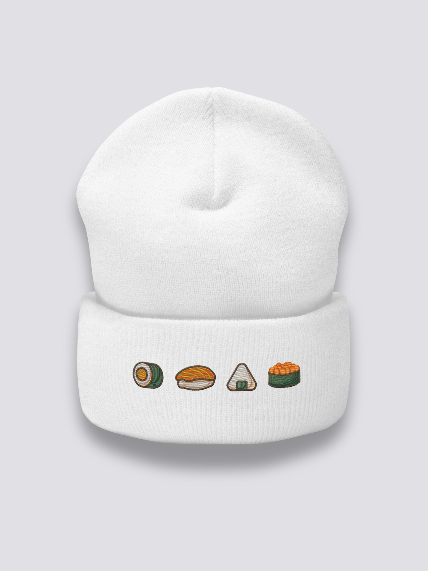 Back view of beanie with oni motif