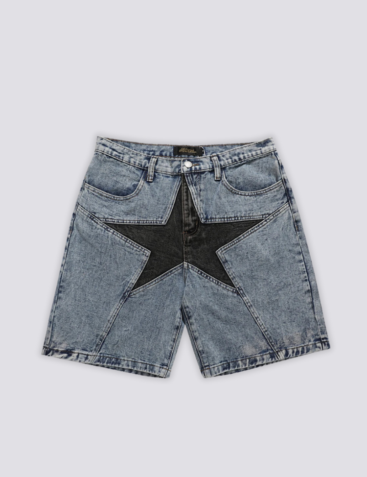 Patchwork Denim Shorts
