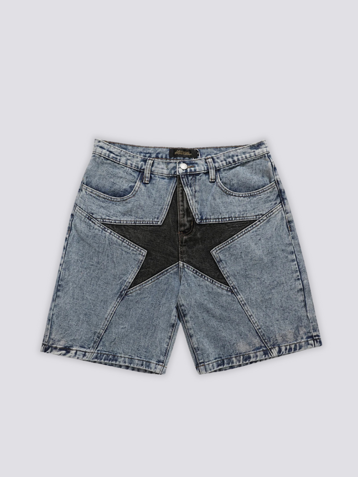 Patchwork Denim Shorts