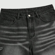 Star Print Denim Shorts - スター