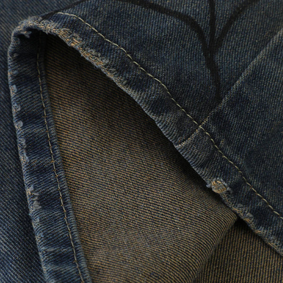 Spider Web Denim Shorts - スパイダ