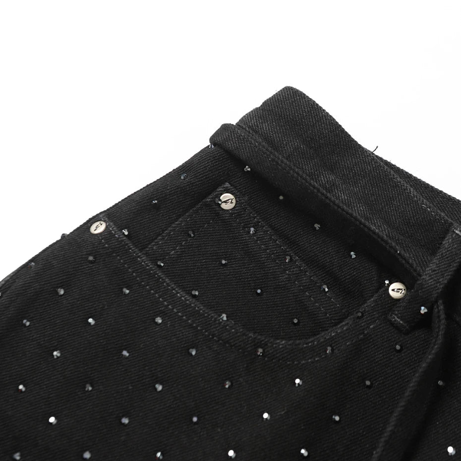 Rhinestone Denim Shorts - ストラス