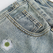 Embroidered Denim Shorts - 刺繍