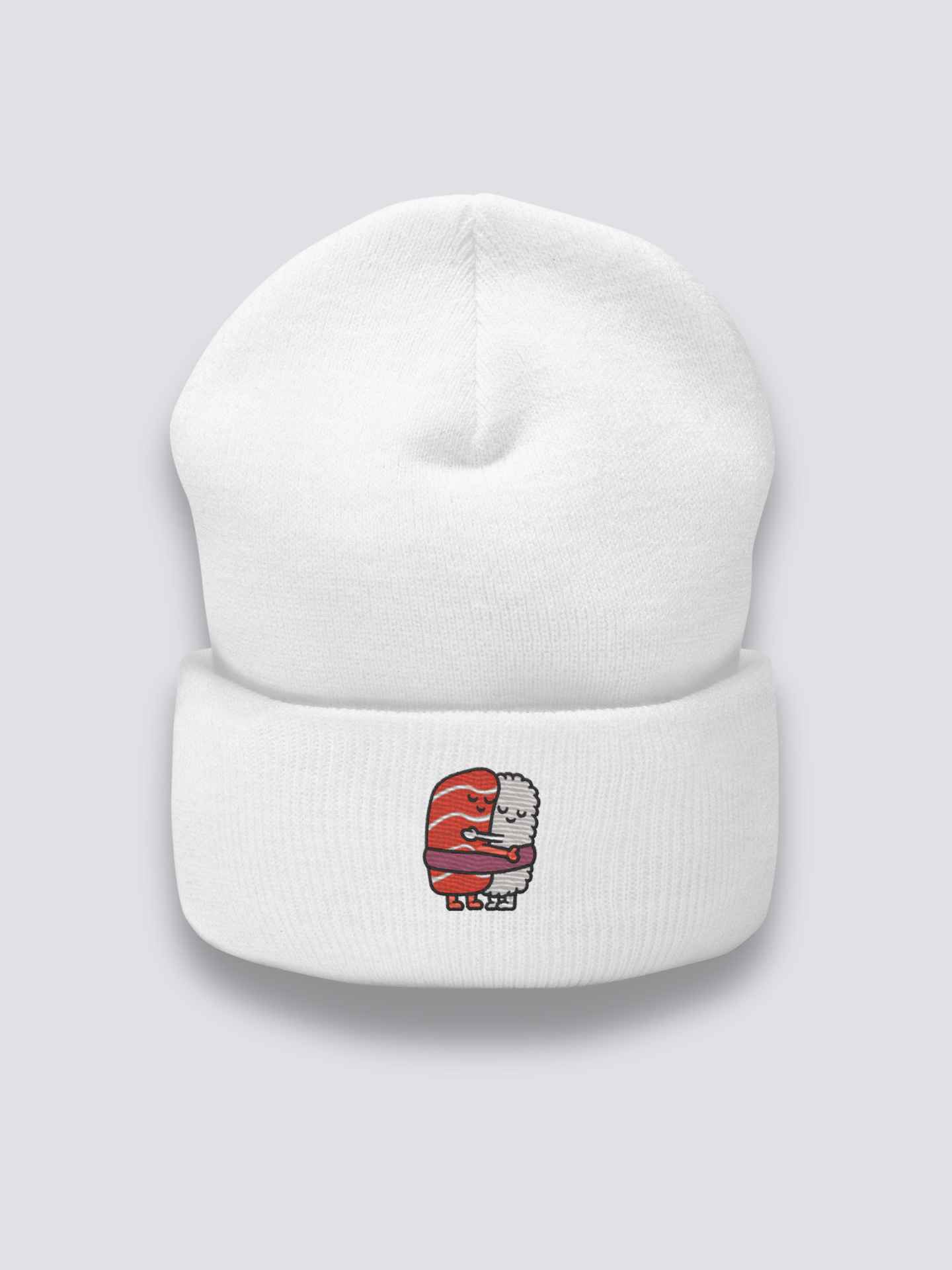 Detail view of beanie - Salmon Rice Beanie
