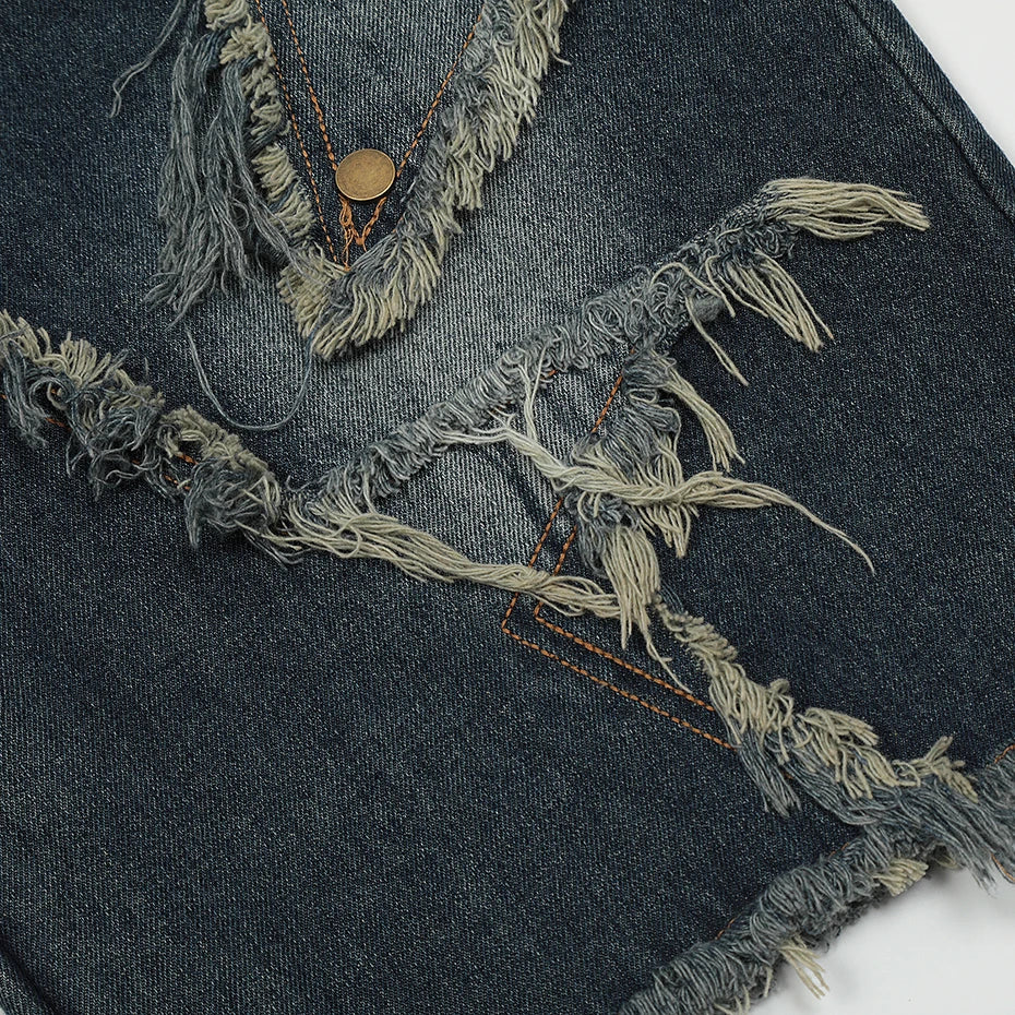 Distressed Denim Shorts - ブランド