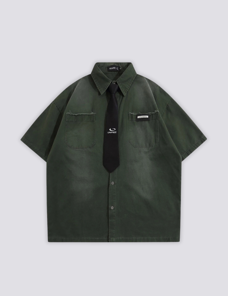 Shirt with Tie green