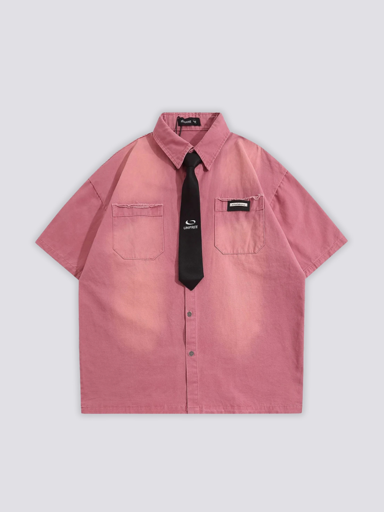 Shirt with Tie pink