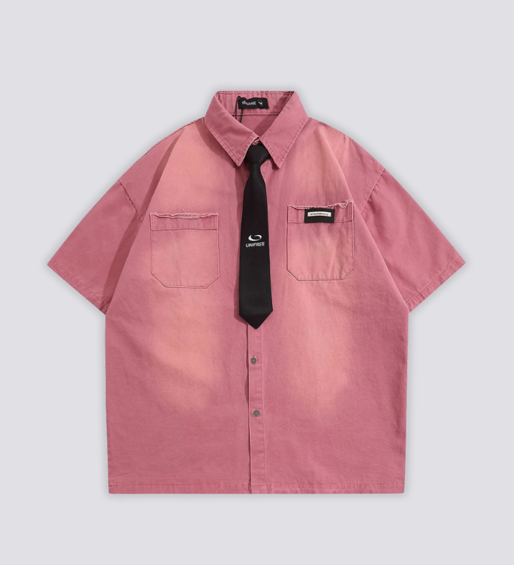 Shirt with Tie pink