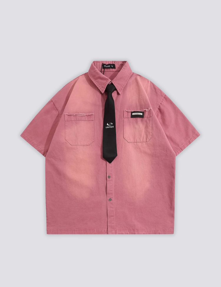 Shirt with Tie pink