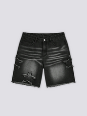 Star Print Denim Shorts