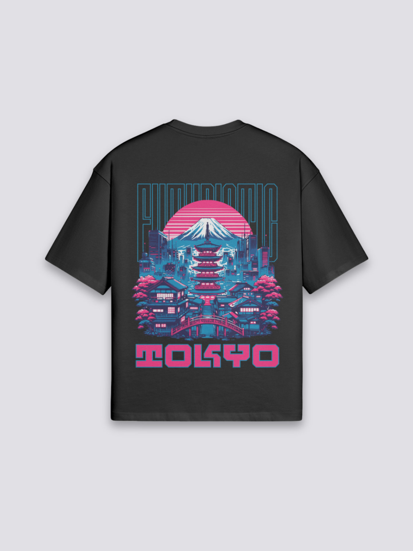 Tokyo T-Shirt - とうきょう — vaporwave neon pagoda back print