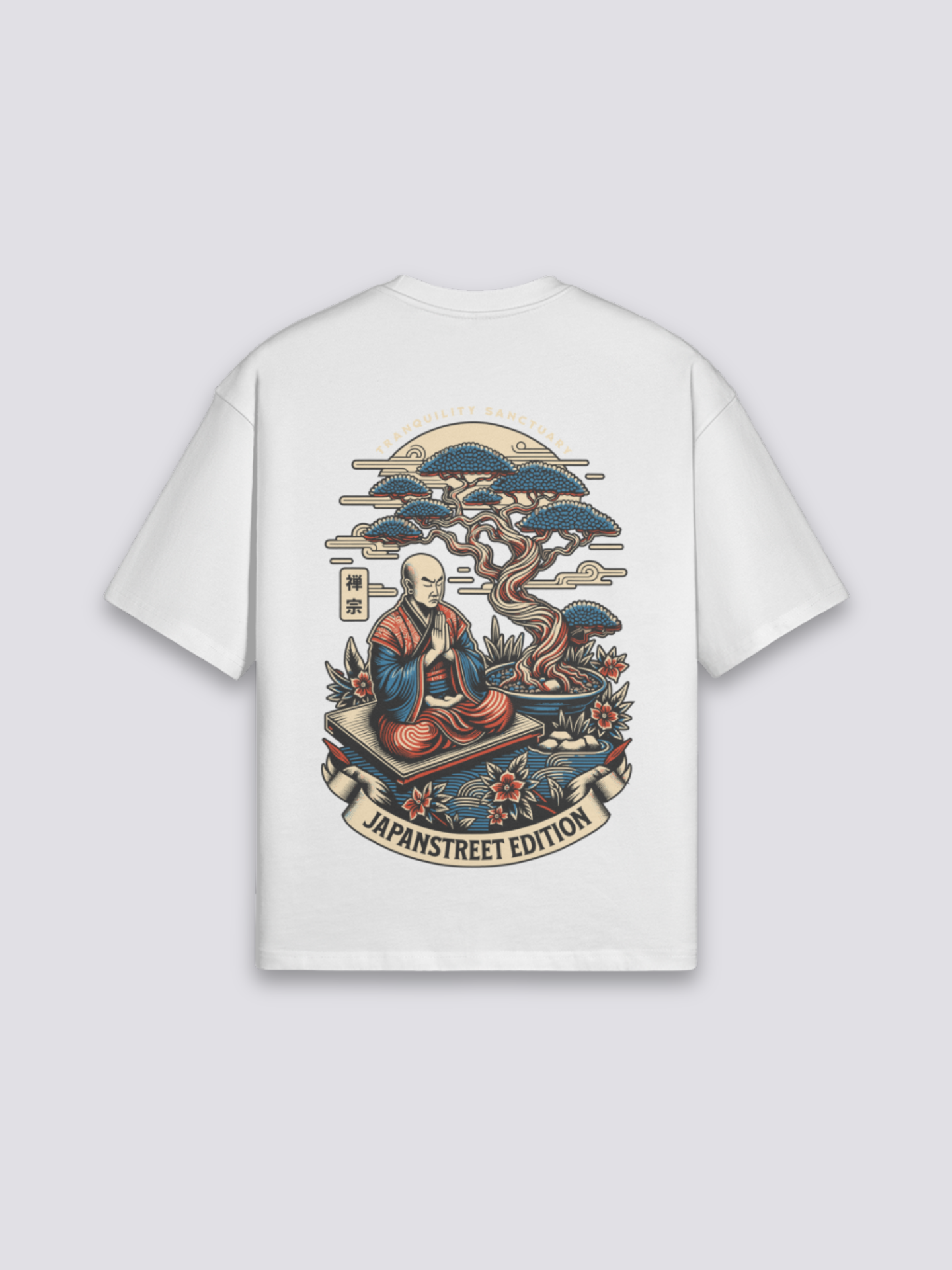 T-Shirt with Japanese Print - プリント — bonsai landscape graphic (3)