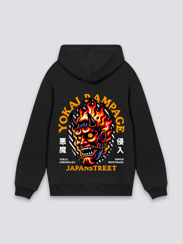 Yokai Hoodie, Demon Flames Print | Japan Clothing – JAPAN CLOTHING Yokai Hoodie, Demon Flames Print | Japan Clothing – JAPAN CLOTHING
