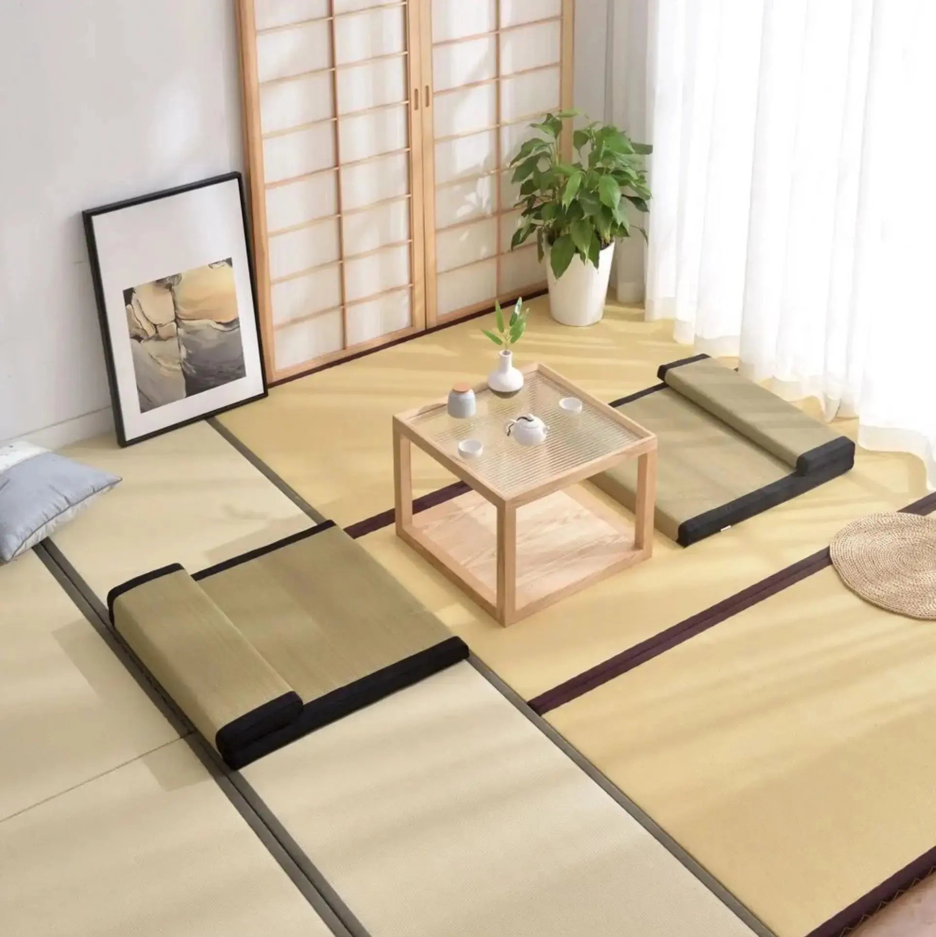Square tatami zabuton 'Ebina' Japan Clothing