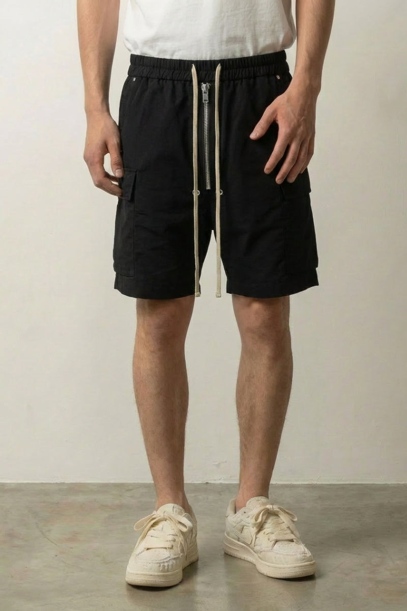 Black cargo shorts — functional urban streetwear