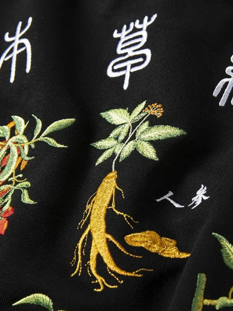 Black Embroidered Hoodie 'Kadomina'