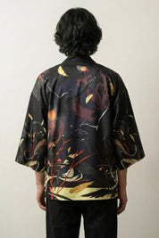 Black Kimono Men 'Artefact' — The black kimono lit with strokes of gold and ember