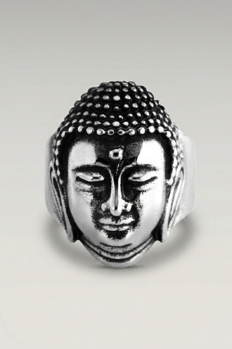 Buddha Ring 'Matokoya' — Japanese silver ring, a sculpted Buddha head, in Silver finish
