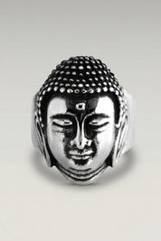 Buddha Ring 'Matokoya' — Japanese silver ring, a sculpted Buddha head, in Silver finish