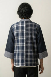 Checkered Kimono 'Seiya' — The checkered kimono that splices tartan with raw denim