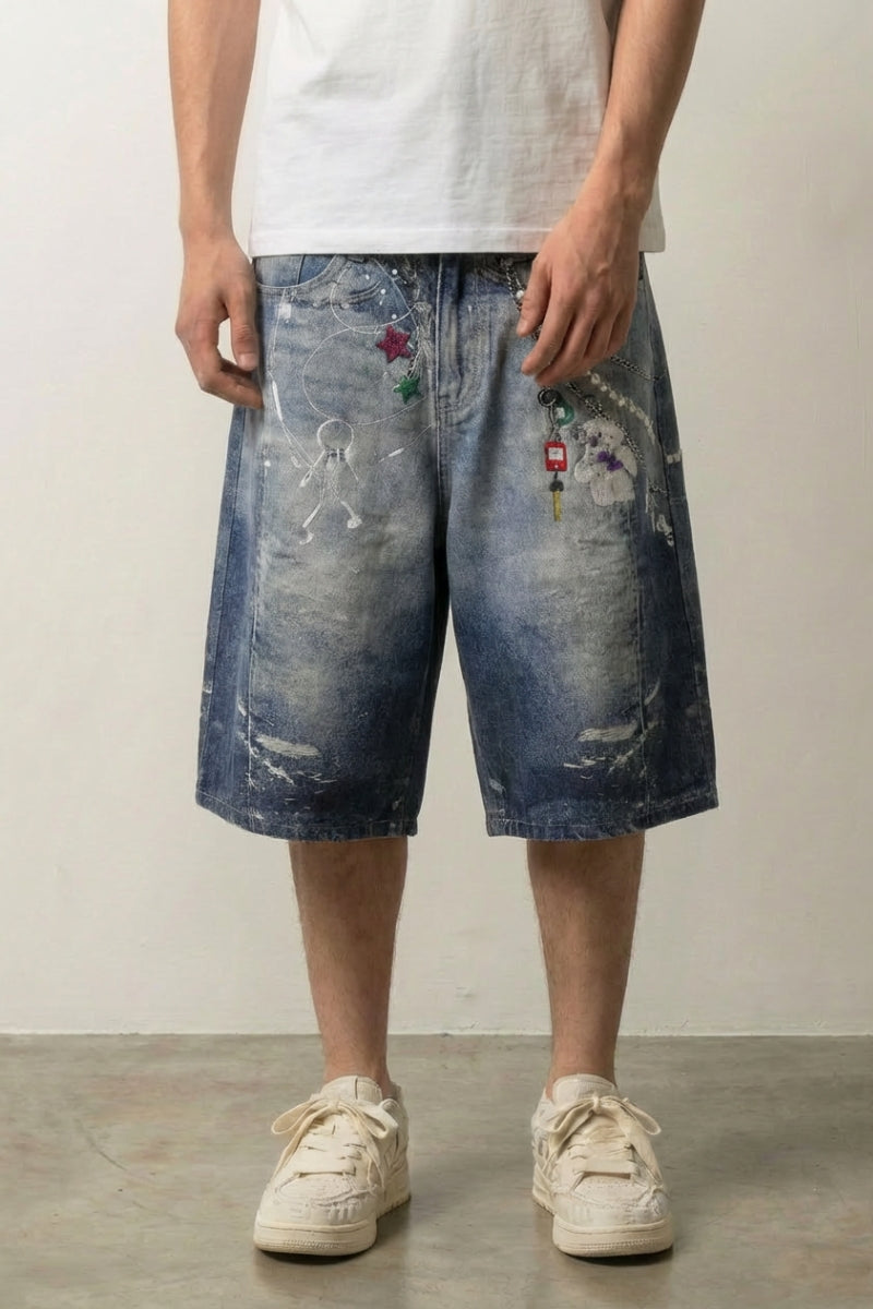 Custom denim shorts — unique design streetwear
