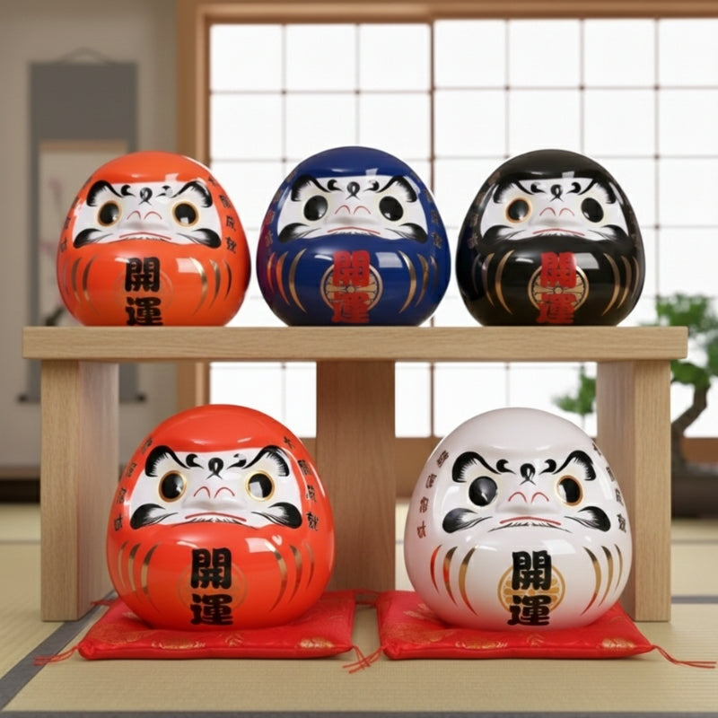 Back view of white daruma doll