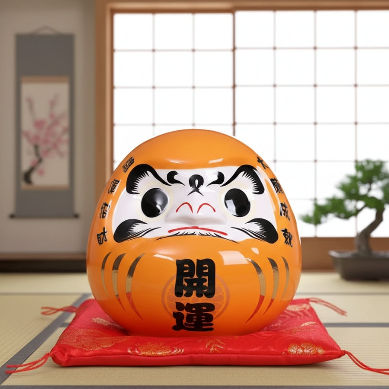Japanese-style orange daruma doll