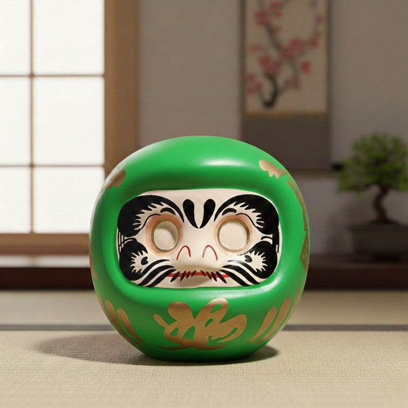 Japanese-style green daruma doll