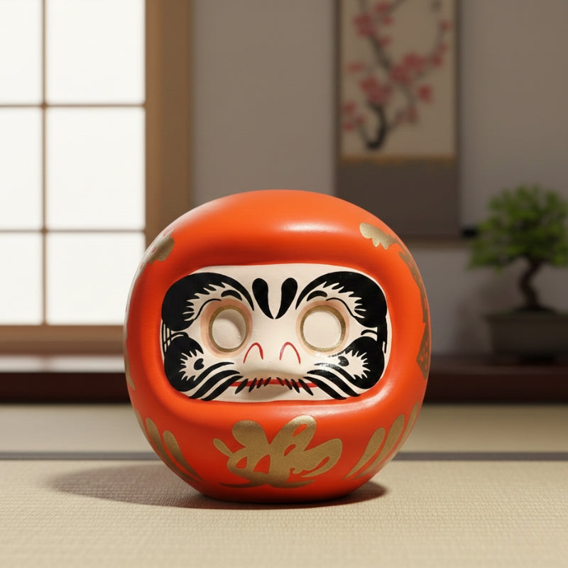 Japanese-style orange daruma doll