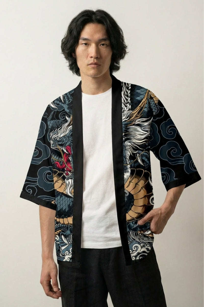 Japanese-style haori with dragon print
