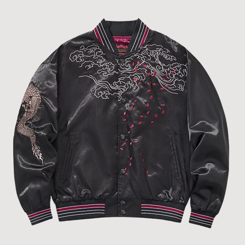 Dragon Sukajan Jacket 'Kuro Ryujin' – Japanese Dragon Embroidered Jacket