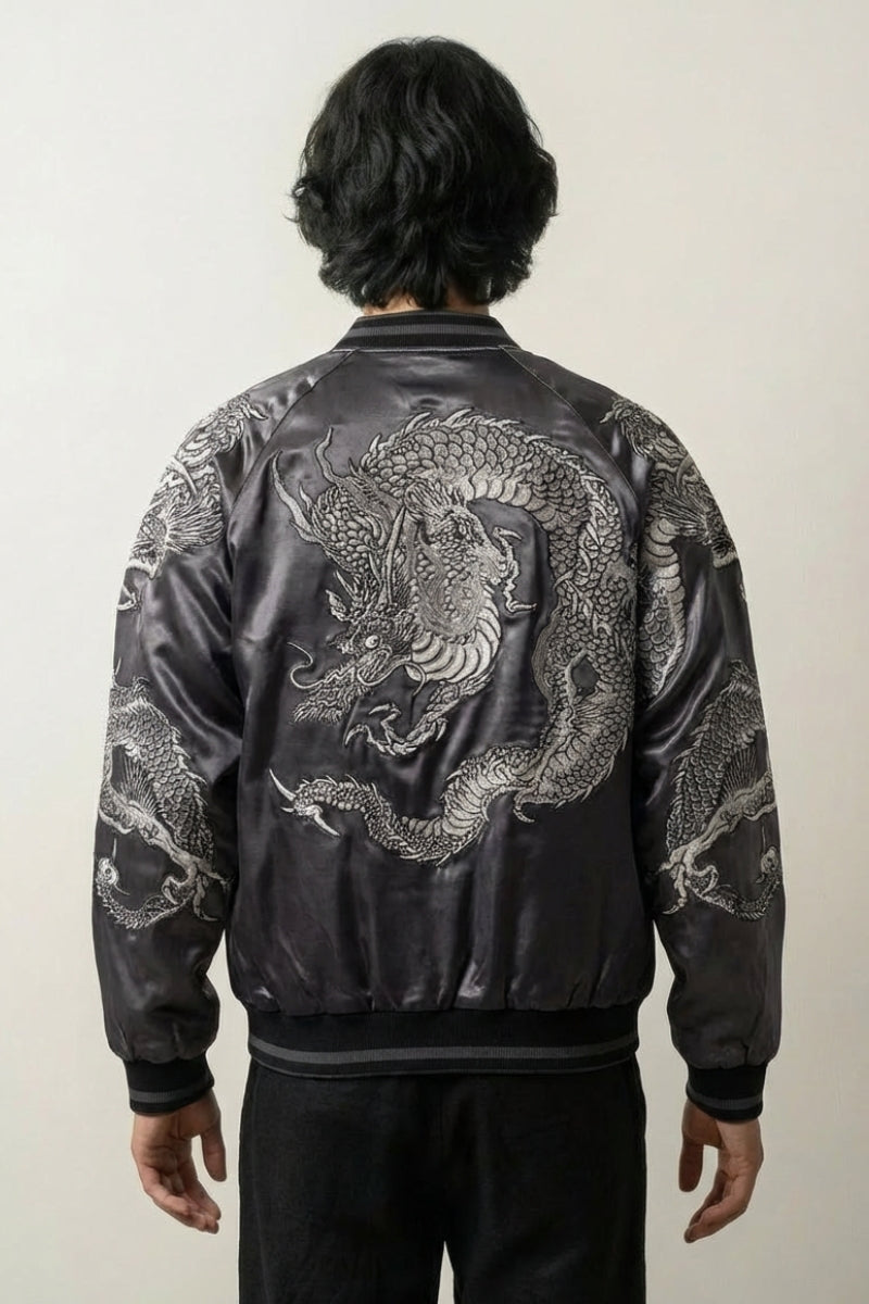 Back view of Japanese garment with dragon print