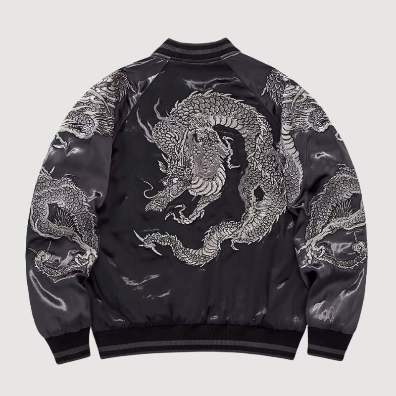 Dragon Sukajan Jacket ‘Kurotatsu’ – Japanese Embroidered Dragon Jacket