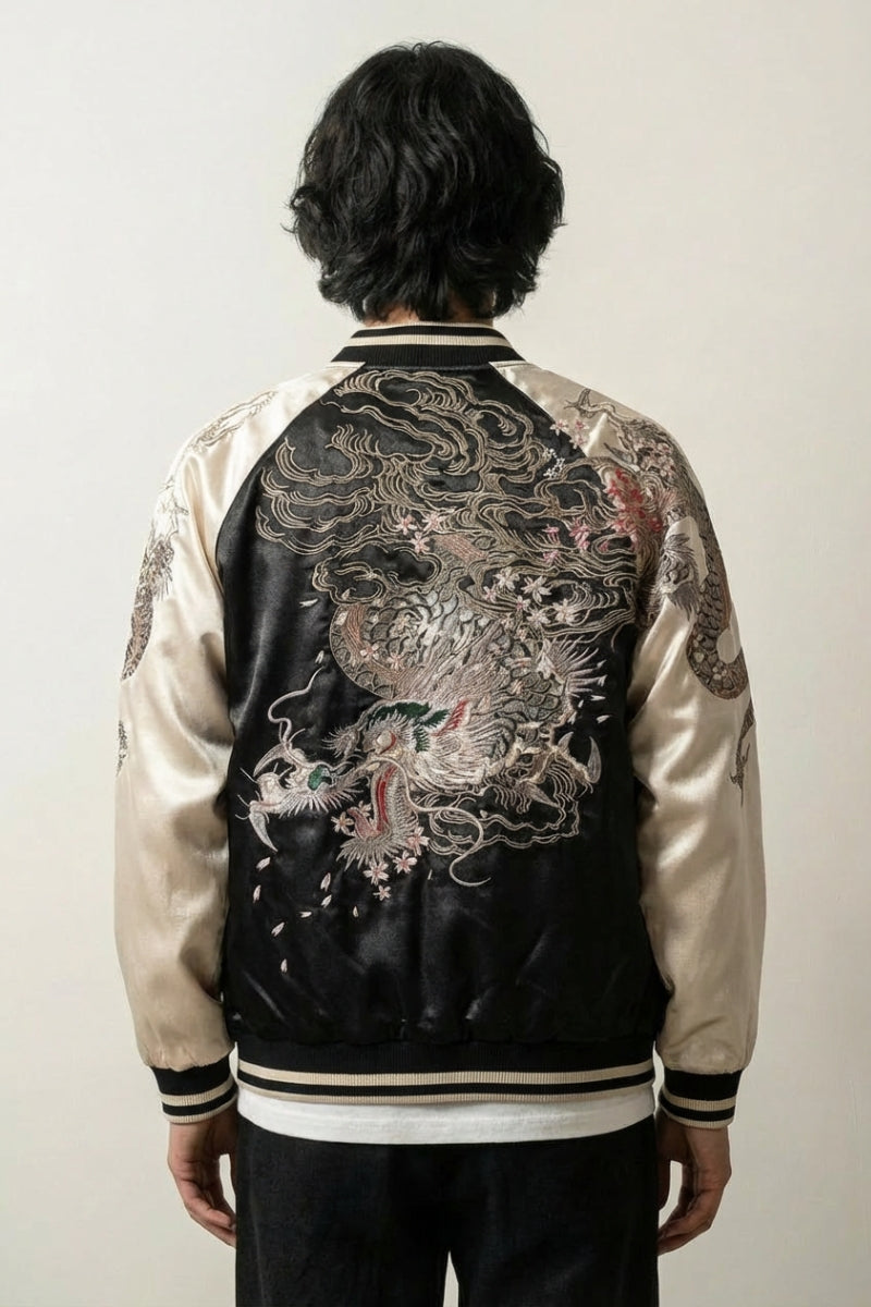Back view of Japanese garment with dragon print