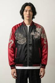 Dragon Sukajan Jacket 'Raijin no Ikazuchi' — reversible sukajan, silver storm dragon, red and cream