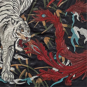 Dual Spirit Sukajan 'Byakko no Hi' — reversible sukajan, white tiger and red dragon, khaki and cream