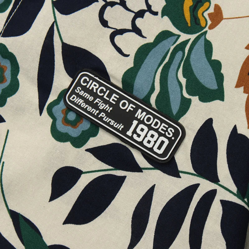 Detail view of Japanese garment with floral print - Floral Shirt