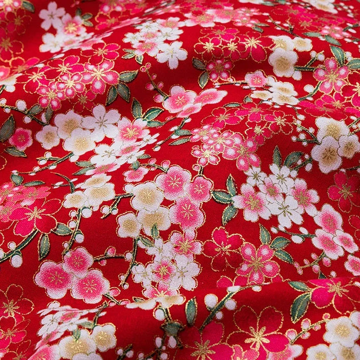 Japanese-style furoshiki wrap with sakura print