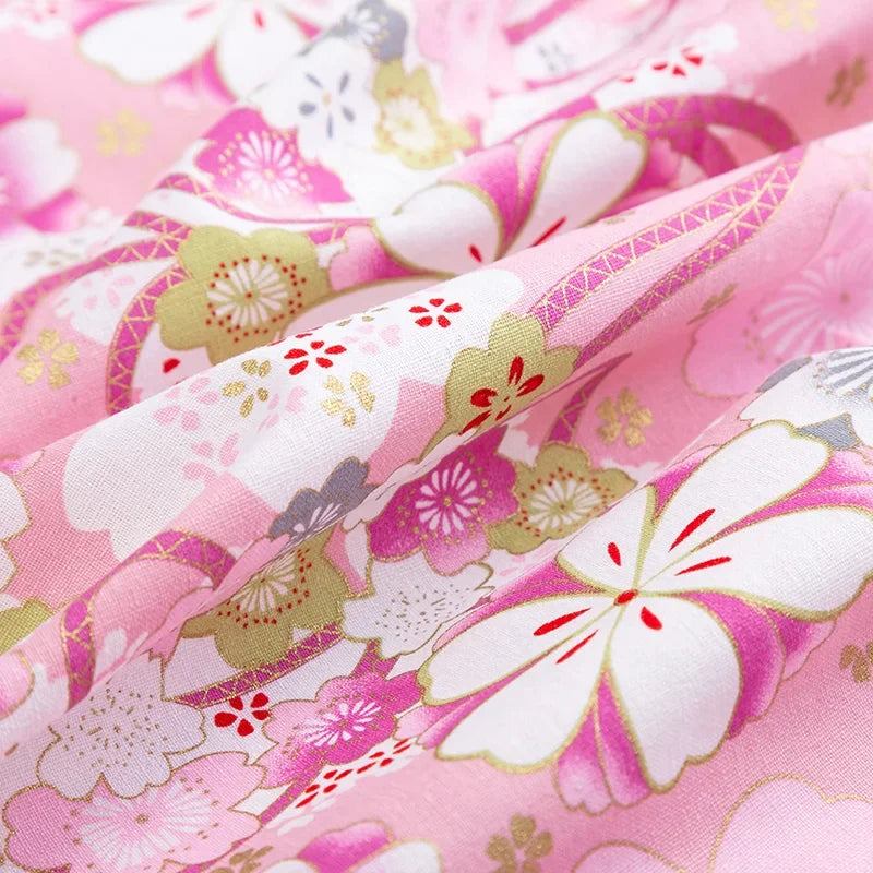 Japanese-style furoshiki wrap with sakura print
