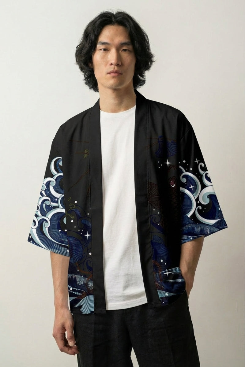 Japanese-style haori with sakura print